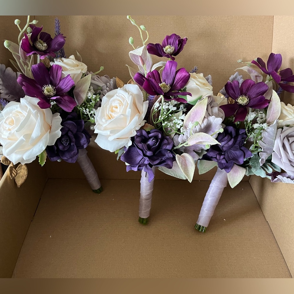 Ling’s Bridesmaid Bouquets (6) & (1) Bridal Bouquet Bundle for Jatrsl